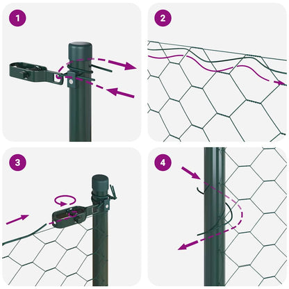 Zaun mit Pfosten Grün 0,5 x 25 m PVC-beschichteter Stahl