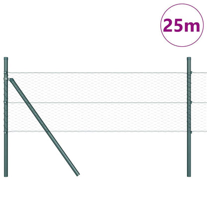 Zaun mit Pfosten Grün 0,5 x 25 m PVC-beschichteter Stahl