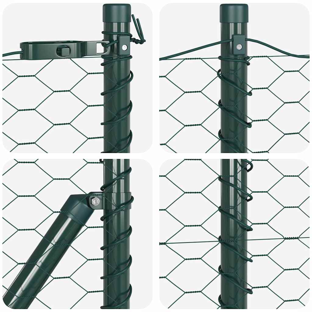 Zaun mit Pfosten Grün 0,5 x 25 m PVC-beschichteter Stahl