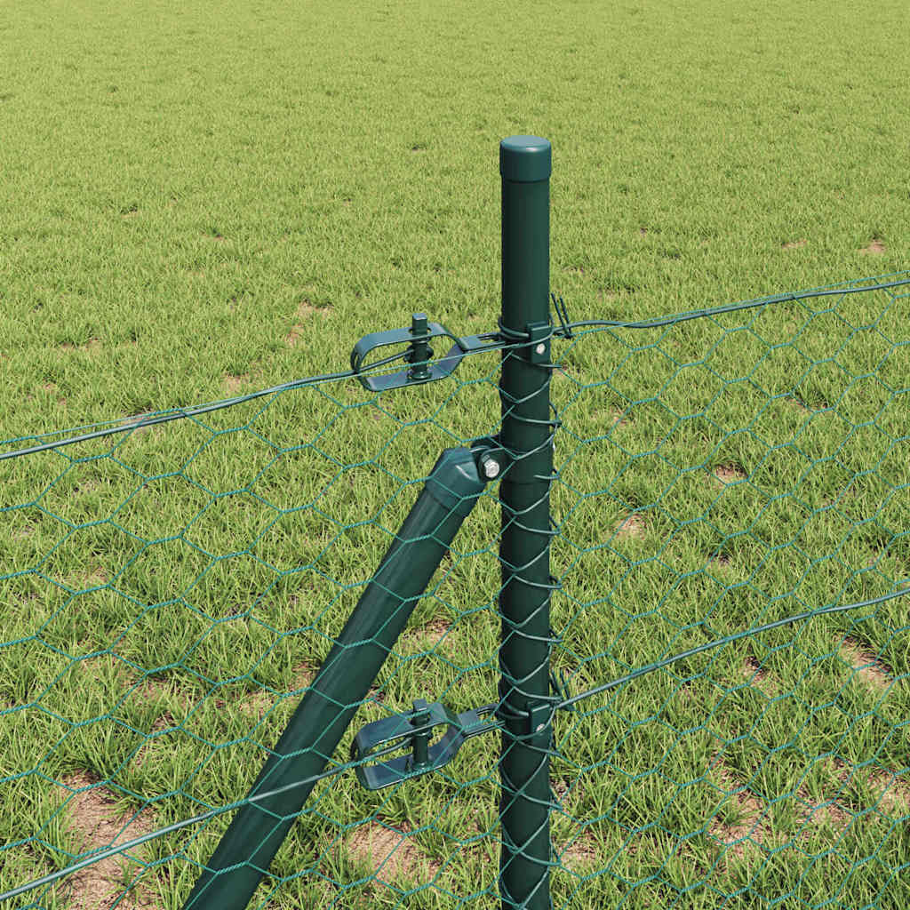 Zaun mit Pfosten Grün 0,5 x 25 m PVC-beschichteter Stahl