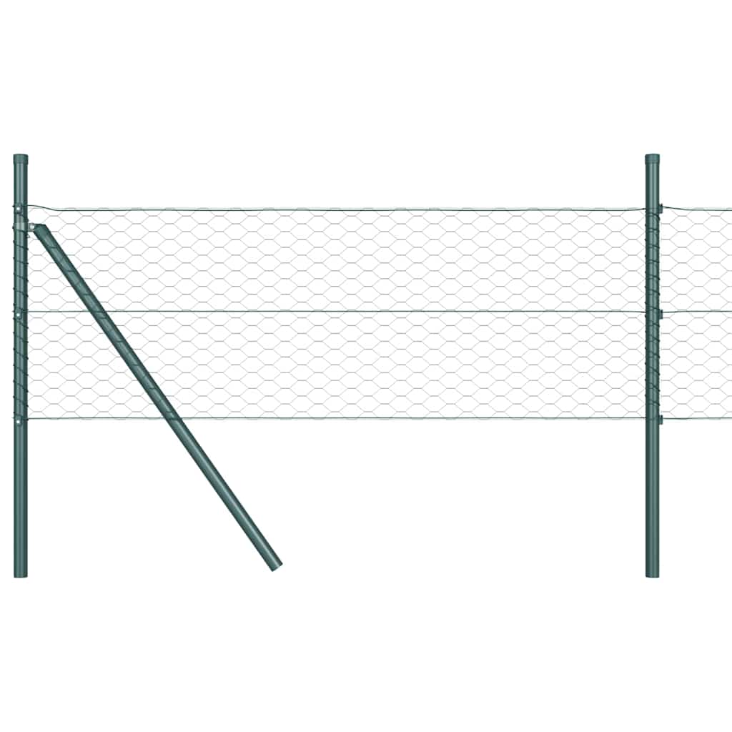 Zaun mit Pfosten Grün 0,5 x 25 m PVC-beschichteter Stahl