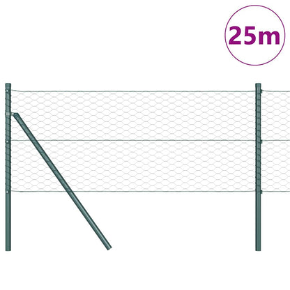 Zaun mit Pfosten Grün 0,6 x 25 m PVC-beschichteter Stahl