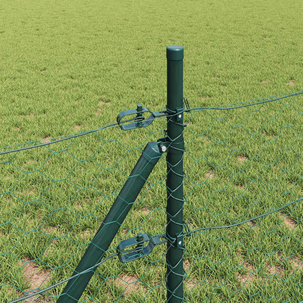 Zaun mit Pfosten Grün 0,8 x 25 m PVC-beschichteter Stahl