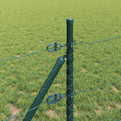 Zaun mit Pfosten Grün 0,8 x 25 m PVC-beschichteter Stahl