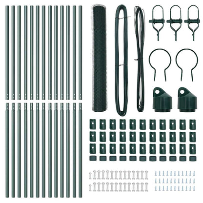 Zaun mit Pfosten Grün 1.2 x 25 m PVC-beschichteter Stahl