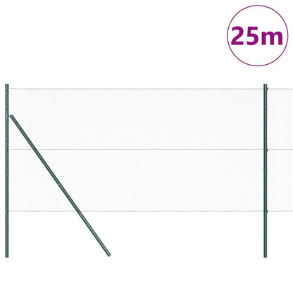 Zaun mit Pfosten Grün 1.2 x 25 m PVC-beschichteter Stahl
