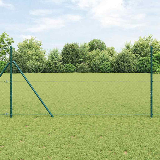 Zaun mit Pfosten Grün 1.2 x 25 m PVC-beschichteter Stahl