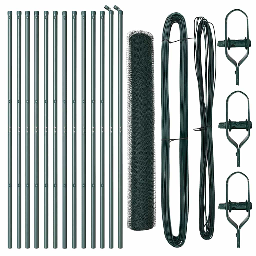 Zaun mit Pfosten Grün 1.2 x 25 m PVC-beschichteter Stahl