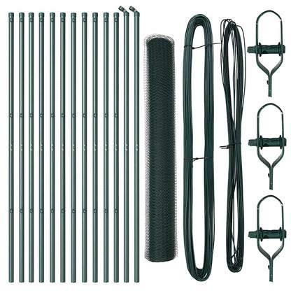 Zaun mit Pfosten Grün 1.2 x 25 m PVC-beschichteter Stahl