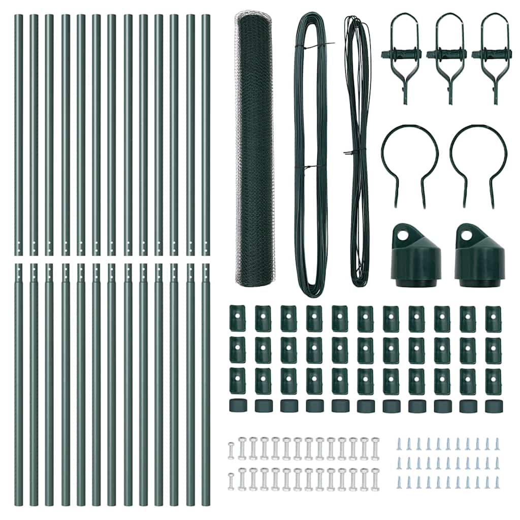 Zaun mit Pfosten Grün 1.2 x 25 m PVC-beschichteter Stahl