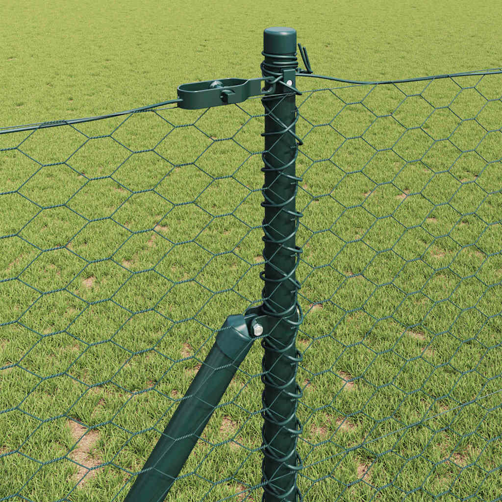 Zaun mit Pfosten Grün 1,2 x 25 m PVC-beschichteter Stahl