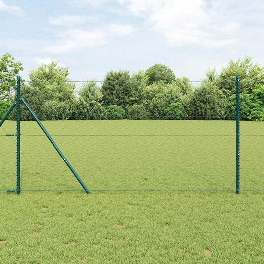 Zaun mit Pfosten Grün 1.2 x 25 m PVC-beschichteter Stahl