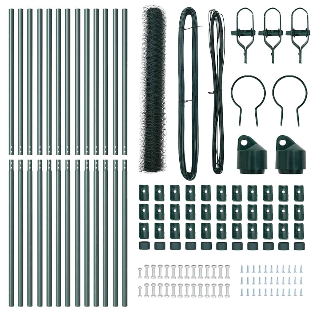 Zaun mit Pfosten Grün 1.2 x 25 m PVC-beschichteter Stahl