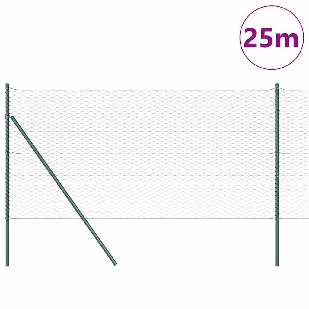 Zaun mit Pfosten Grün 1.2 x 25 m PVC-beschichteter Stahl