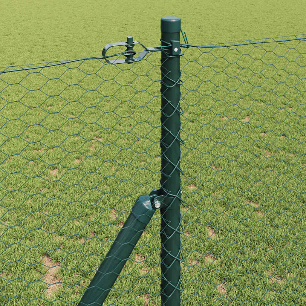 Zaun mit Pfosten Grün 1,4 x 25 m PVC-beschichteter Stahl