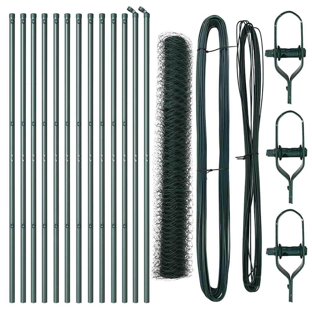 Zaun mit Pfosten Grün 1,4 x 25 m PVC-beschichteter Stahl