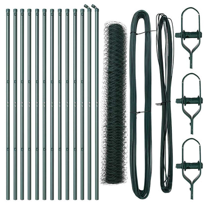 Zaun mit Pfosten Grün 1,4 x 25 m PVC-beschichteter Stahl