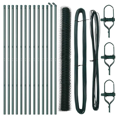 Zaun mit Pfosten Grün 1,5 x 25 m PVC-beschichteter Stahl