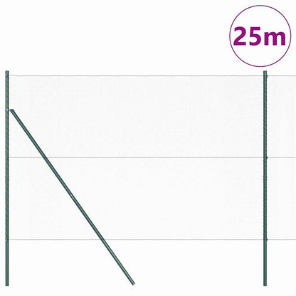 Zaun mit Pfosten Grün 1.6 x 25 m PVC-beschichteter Stahl