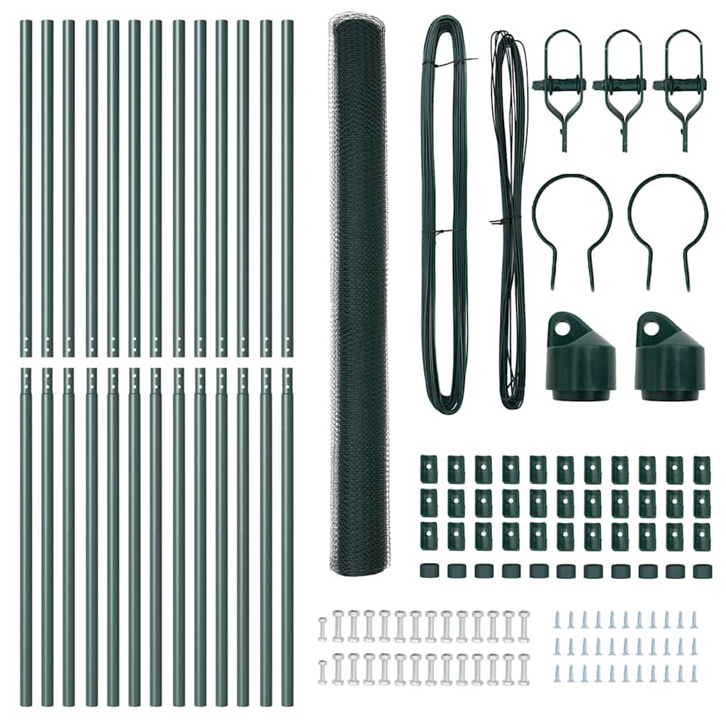 Zaun mit Pfosten Grün 1.6 x 25 m PVC-beschichteter Stahl
