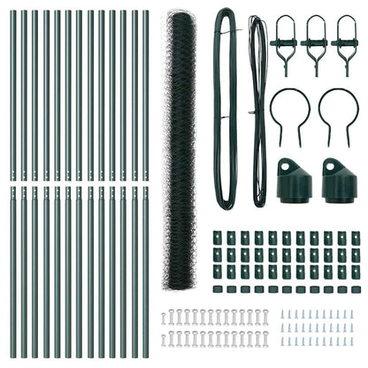 Zaun mit Pfosten Grün 1.6 x 25 m PVC-beschichteter Stahl