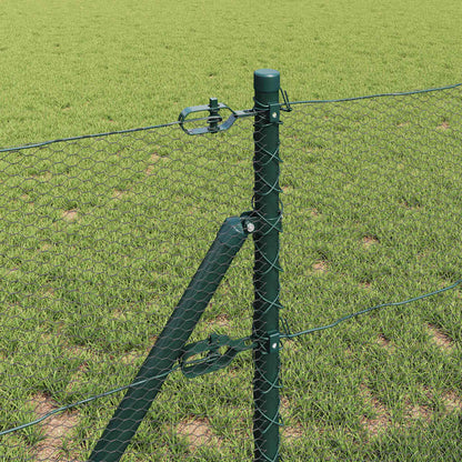 Zaun mit Pfosten Grün 0,5 x 50 m PVC-beschichteter Stahl