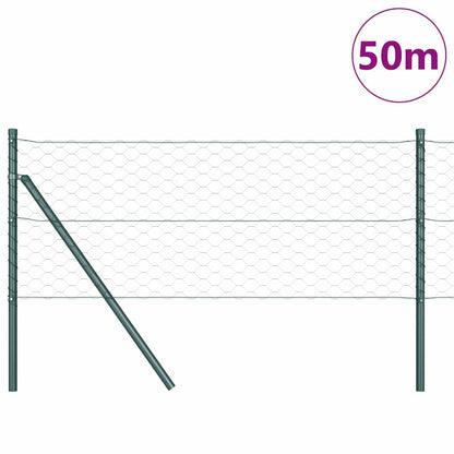 Zaun mit Pfosten Grün 0,6 x 50 m PVC-beschichteter Stahl
