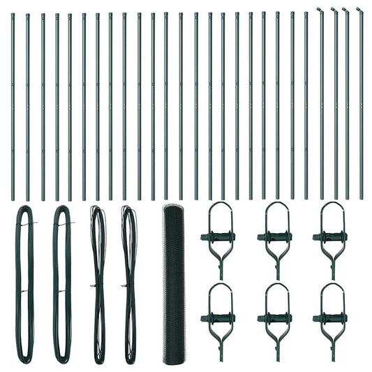 Zaun mit Pfosten Grün 1 x 50 m PVC-beschichteter Stahl
