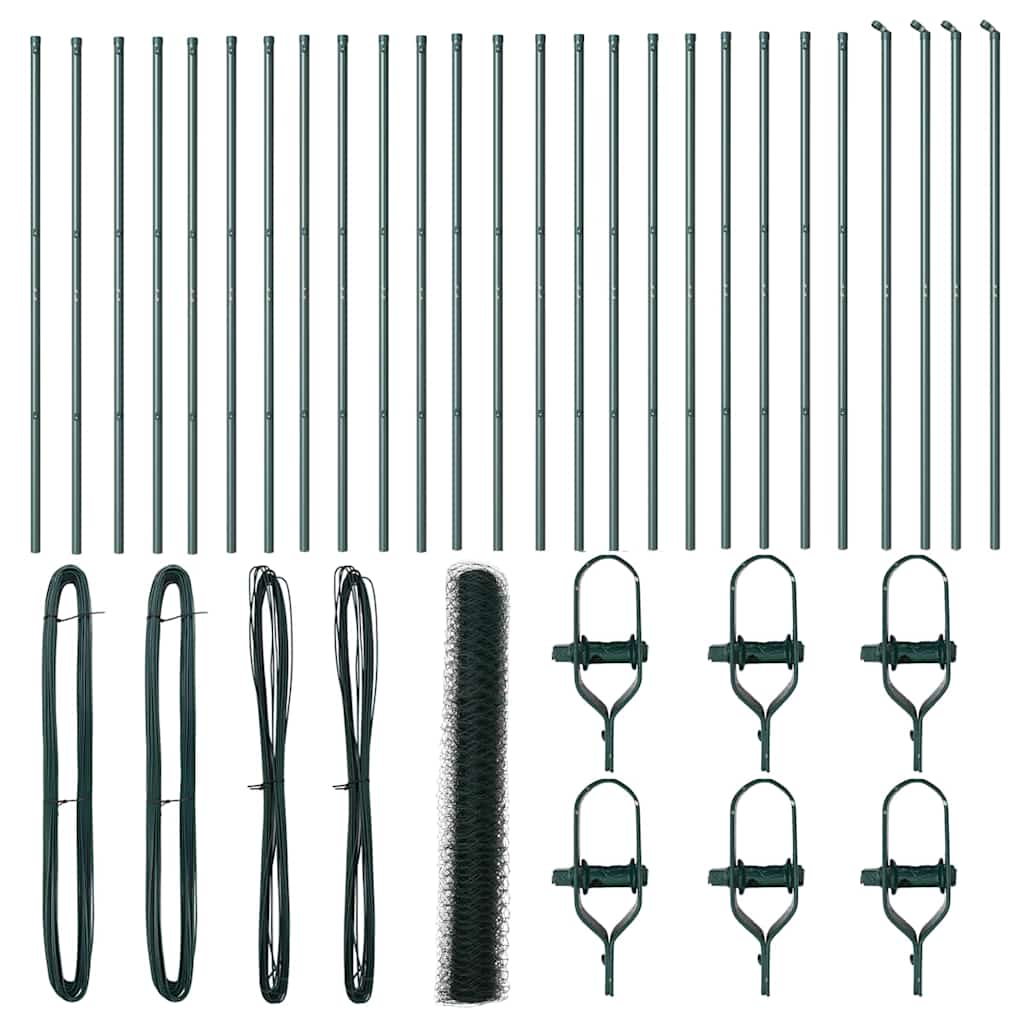 Zaun mit Pfosten Grün 1 x 50 m PVC-beschichteter Stahl