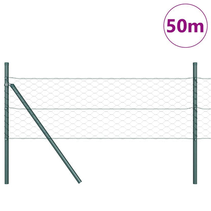 Zaun mit Pfosten Grün 1 x 50 m PVC-beschichteter Stahl