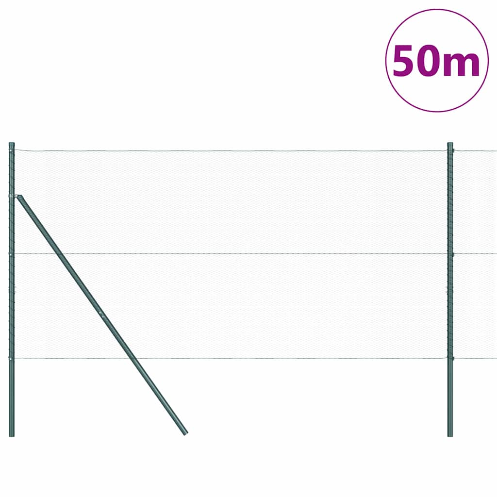 Zaun mit Pfosten Grün 1,2 x 50 m PVC-beschichteter Stahl