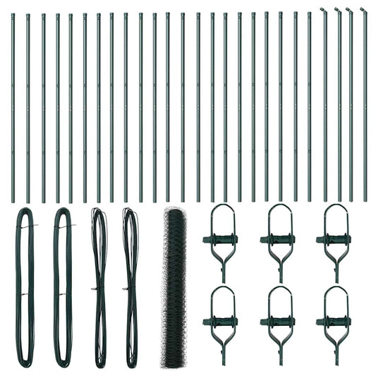 Zaun mit Pfosten Grün 1,2 x 50 m PVC-beschichteter Stahl