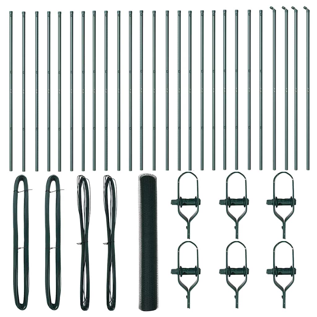 Zaun mit Pfosten Grün 1,4 x 50 m PVC-beschichteter Stahl