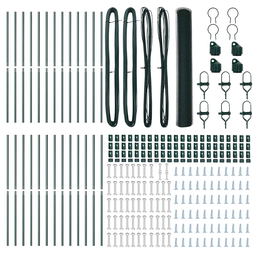 Zaun mit Pfosten Grün 1,4 x 50 m PVC-beschichteter Stahl