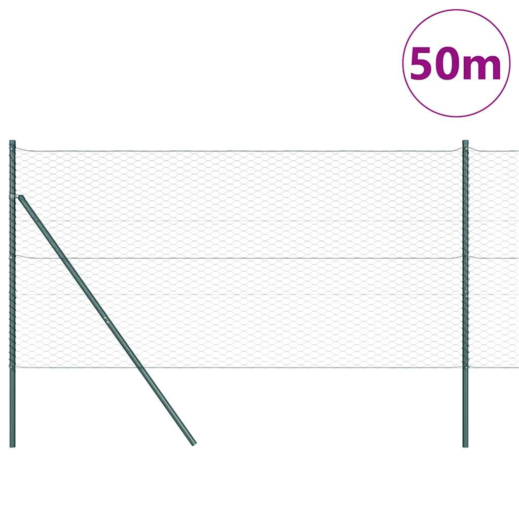 Zaun mit Pfosten Grün 1,4 x 50 m PVC-beschichteter Stahl