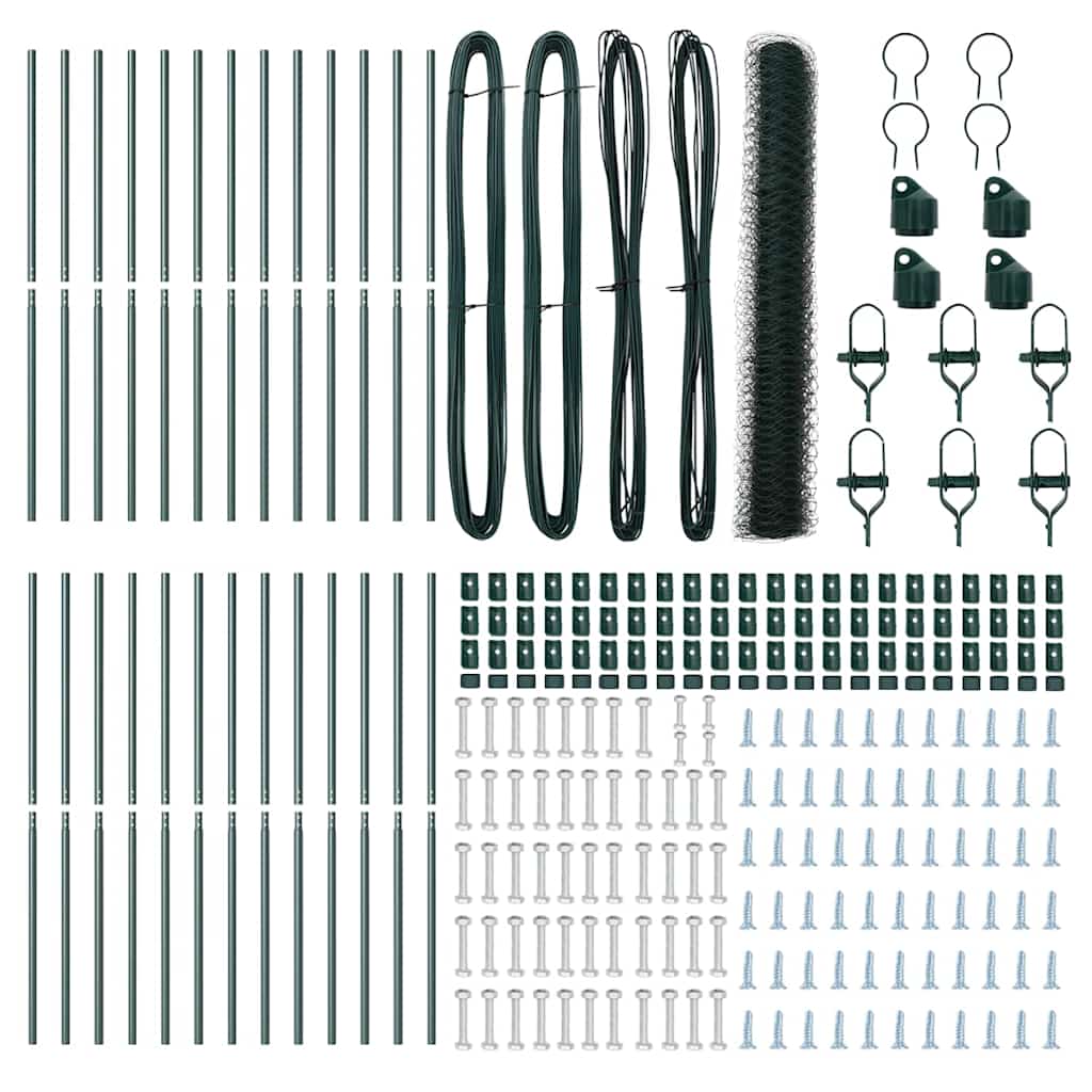 Zaun mit Pfosten Grün 1,4 x 50 m PVC-beschichteter Stahl