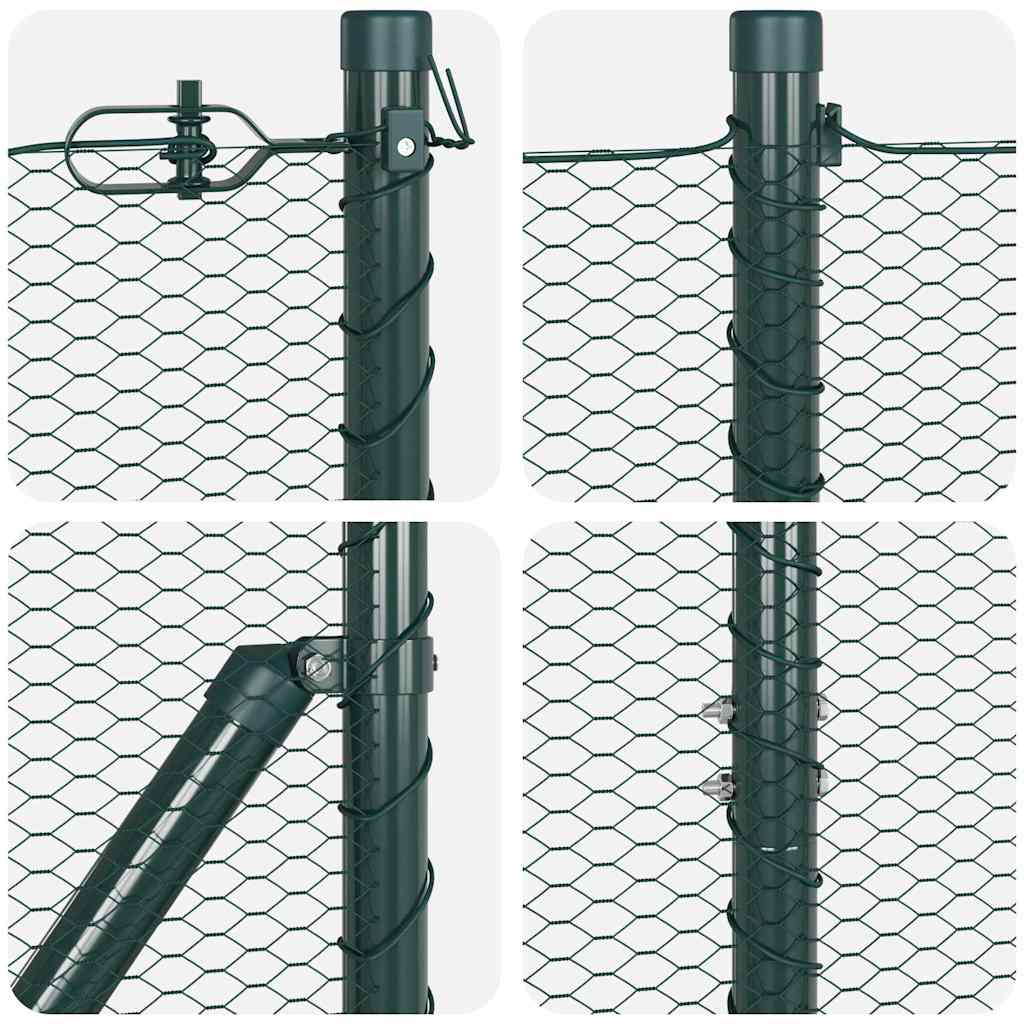 Zaun mit Pfosten Grün 1.5 x 50 m PVC-beschichteter Stahl
