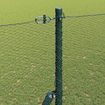 Zaun mit Pfosten Grün 1,5 x 50 m PVC-beschichteter Stahl