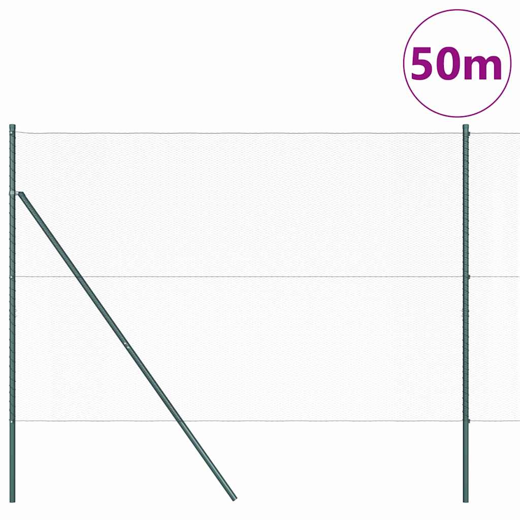 Zaun mit Pfosten Grün 1.5 x 50 m PVC-beschichteter Stahl