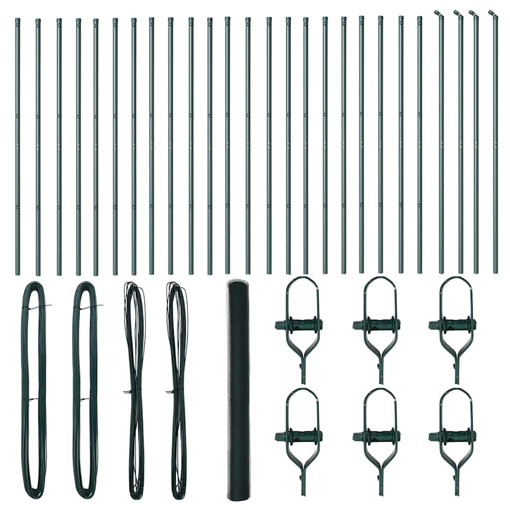 Zaun mit Pfosten Grün 1,5 x 50 m PVC-beschichteter Stahl