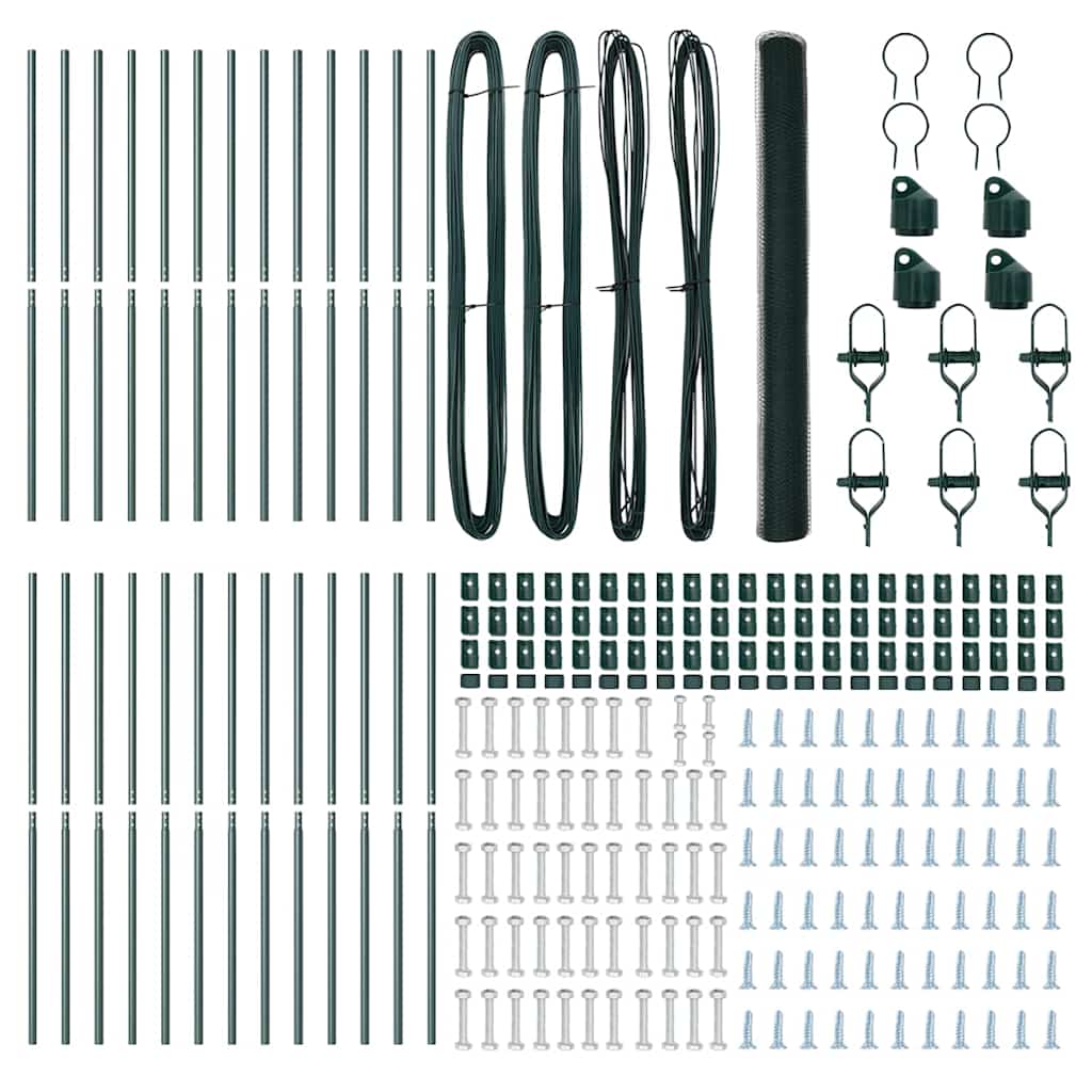 Zaun mit Pfosten Grün 1,5 x 50 m PVC-beschichteter Stahl