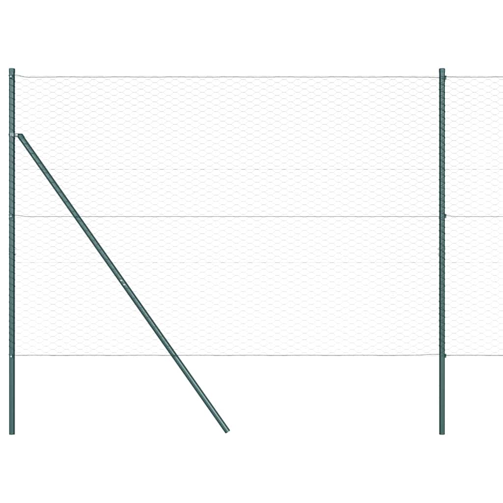 Zaun mit Pfosten Grün 1,5 x 50 m PVC-beschichteter Stahl