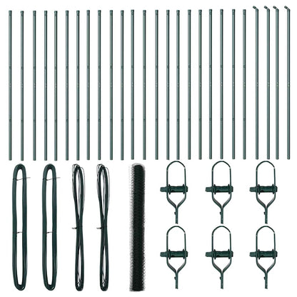 Zaun mit Pfosten Grün 1,5 x 50 m PVC-beschichteter Stahl