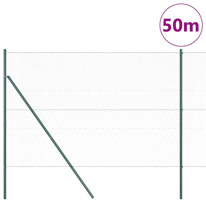 Zaun mit Pfosten Grün 1,5 x 50 m PVC-beschichteter Stahl