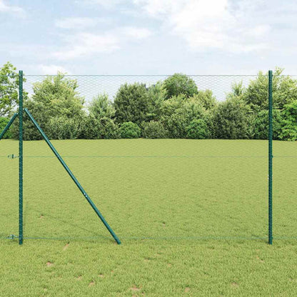 Zaun mit Pfosten Grün 1,6 x 50 m PVC-beschichteter Stahl