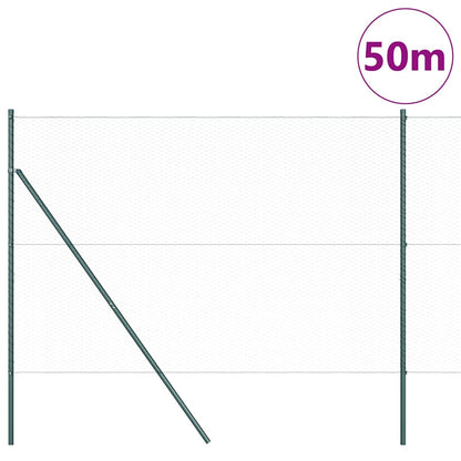 Zaun mit Pfosten Grün 1,6 x 50 m PVC-beschichteter Stahl