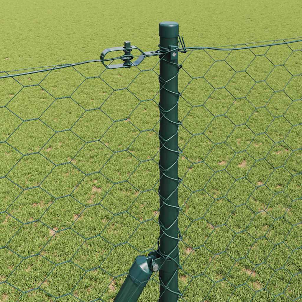 Zaun mit Pfosten Grün 1,6 x 50 m PVC-beschichteter Stahl