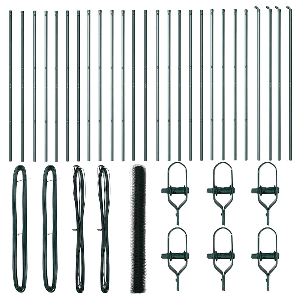 Zaun mit Pfosten Grün 1,6 x 50 m PVC-beschichteter Stahl