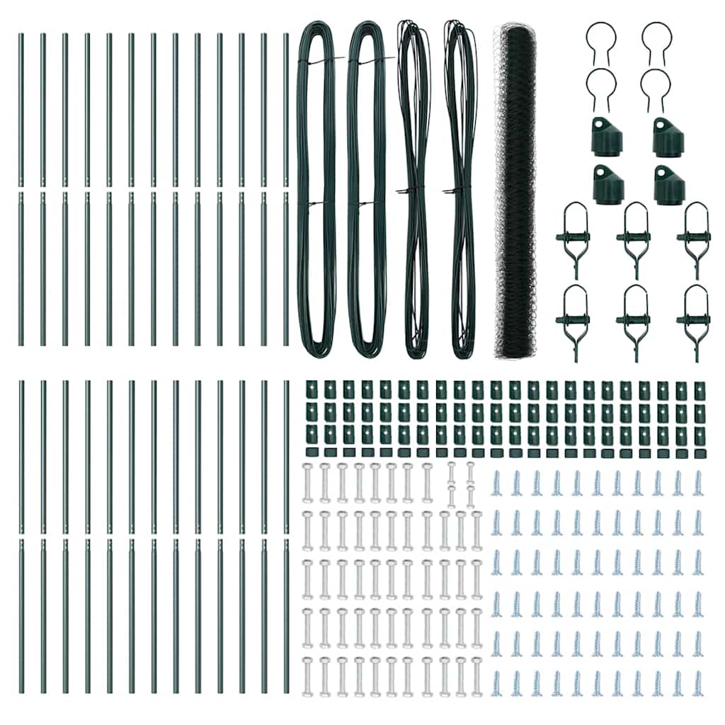 Zaun mit Pfosten Grün 1,6 x 50 m PVC-beschichteter Stahl