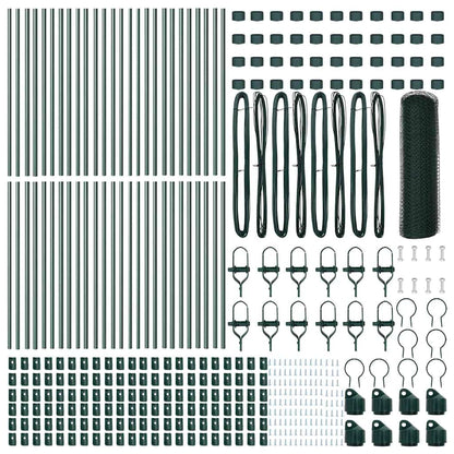 Zaun mit Pfosten Grün 0,4 x 100 m PVC-beschichteter Stahl